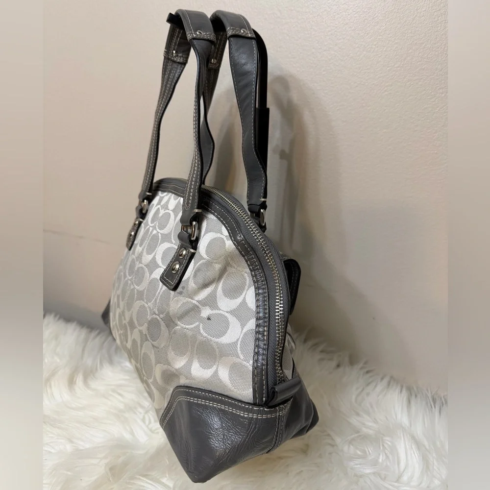 Coach Gray and Cream Shoulder Bag#F13977